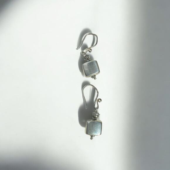 925 silver box dangle earrings - Picture 1 of 4